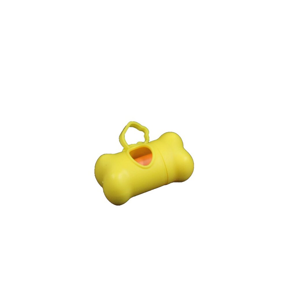 Yellow Bone Shaped Poop Bag Dispenser with Poop Bags